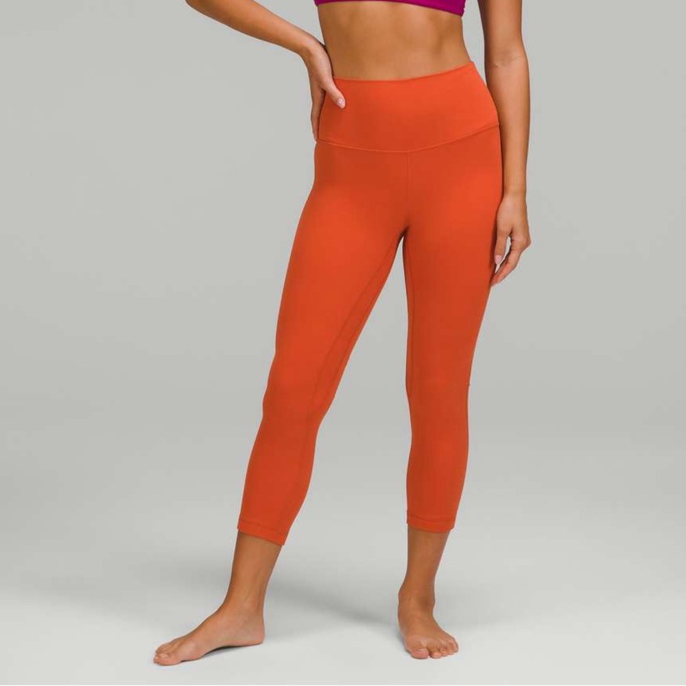Women's lululemon Orange High-Waisted Leggings. Size 8. 21/23 inch